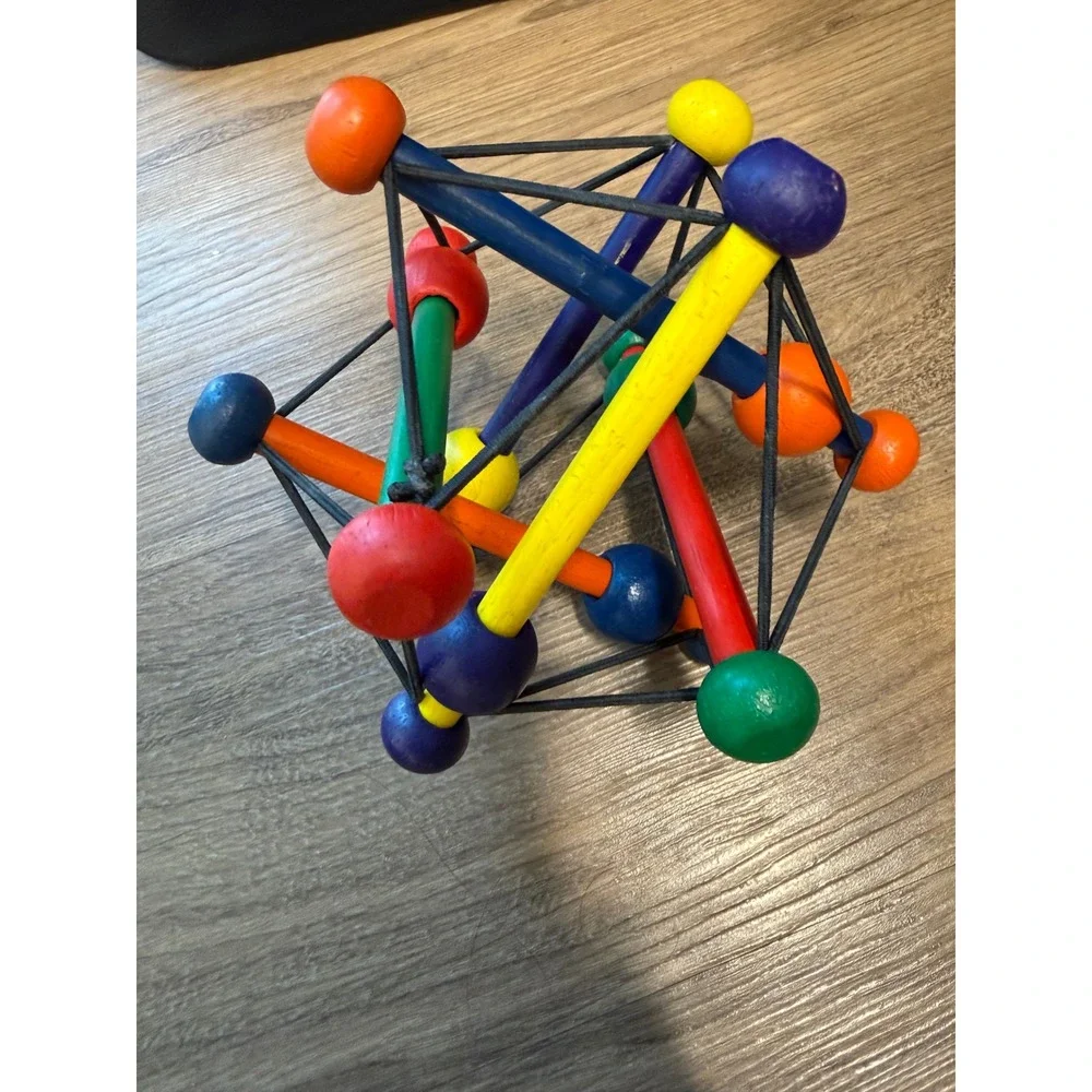 Manhattan Toy Company Skwish Classic Wooden Multi-Sensory Rattle Teether Toy